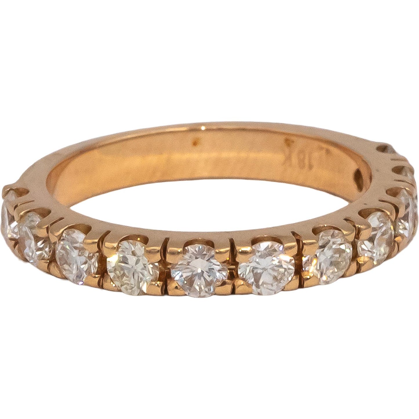 18k Rose Gold VS Round Diamond Half Eternity Band Ring 1.05CT Size 6.25