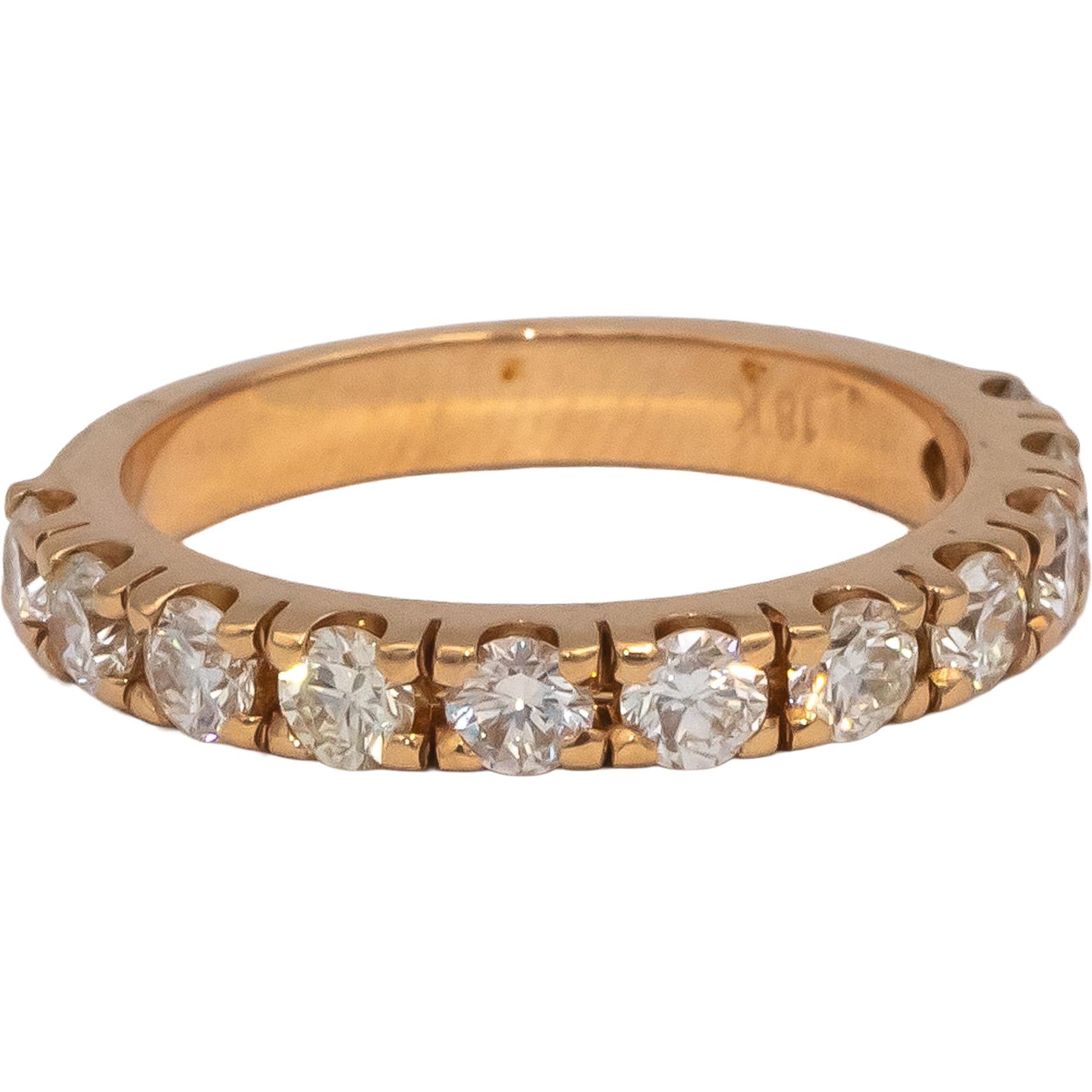 18k Rose Gold VS Round Diamond Half Eternity Band Ring 1.05CT Size 6.25