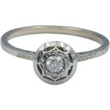 Vintage Antique 18k White Gold Round Diamond Solitaire Ring 0.16CT Size 7.25
