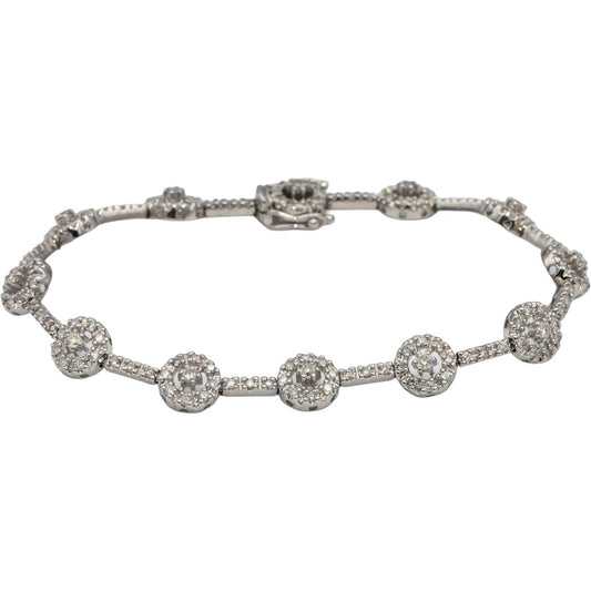14k White Gold Round Cut Diamond Fancy Link Bracelet 2.0CT