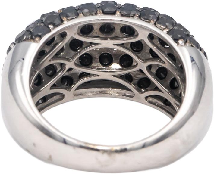 14k White Gold Round Black Diamond Cluster Dome Ring 2.31CT Size 7