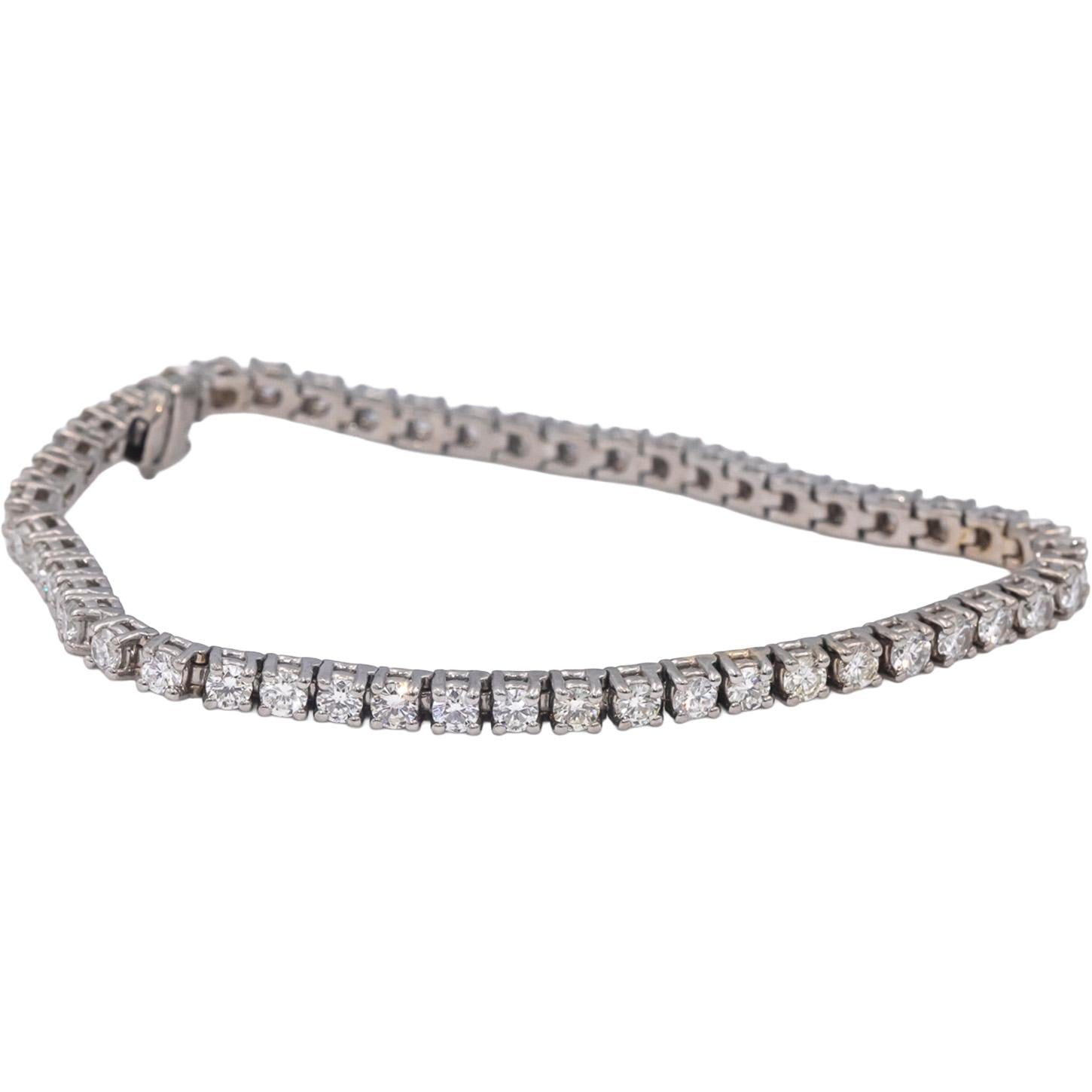 18k White Gold Round Diamond Tennis Bracelet 5.0CTW