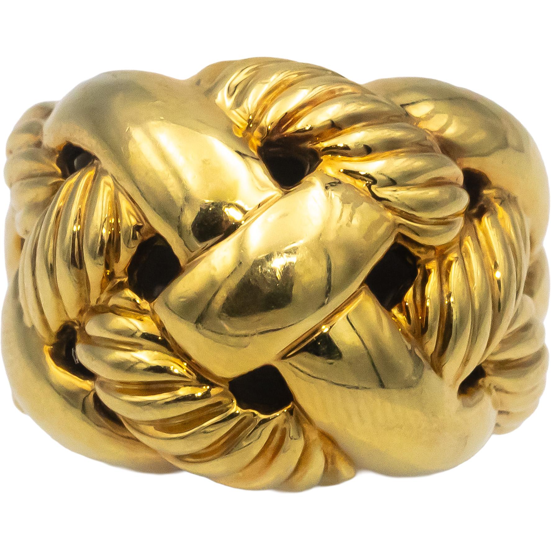 DAVID YURMAN 18k Yellow Gold Woven Knot Cocktail Ring Size 7