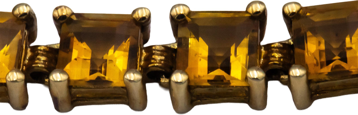 10k Yellow Gold Square Cut Citrine Tennis Bracelet 10.0CTW