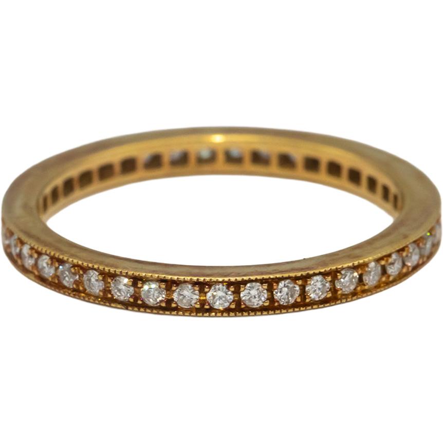 ODELIA 18k Gold Round Channel Set Diamond Eternity Band Ring 0.70CT Size 6.5