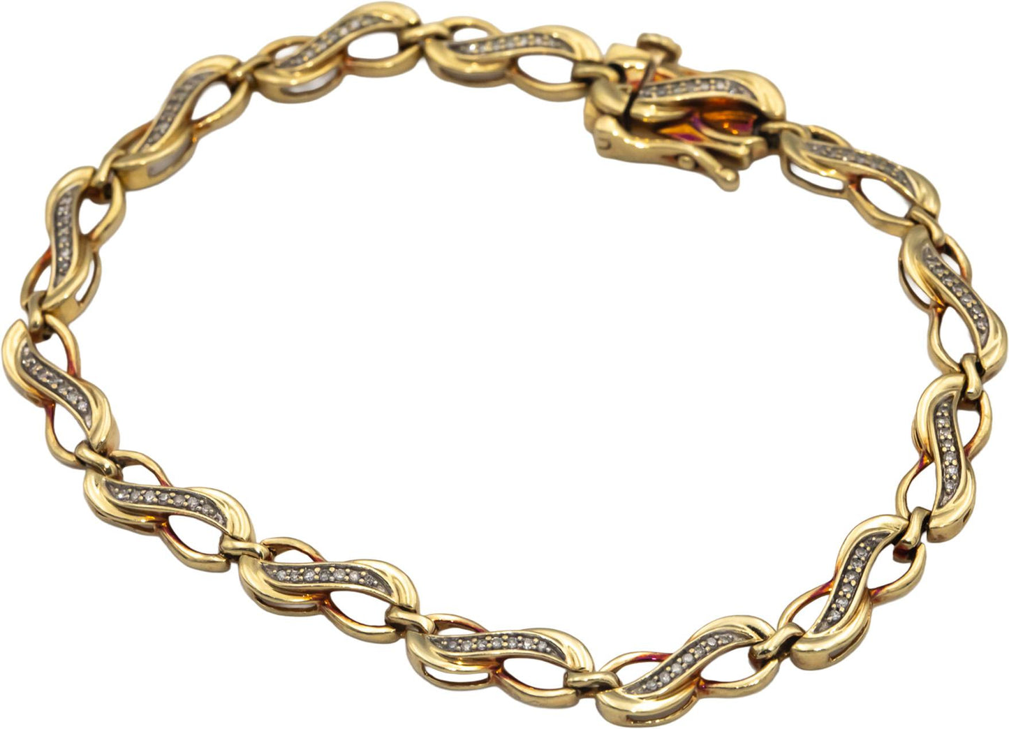 10k Yellow Gold Round Diamond Fancy Link Bracelet 0.50CTW