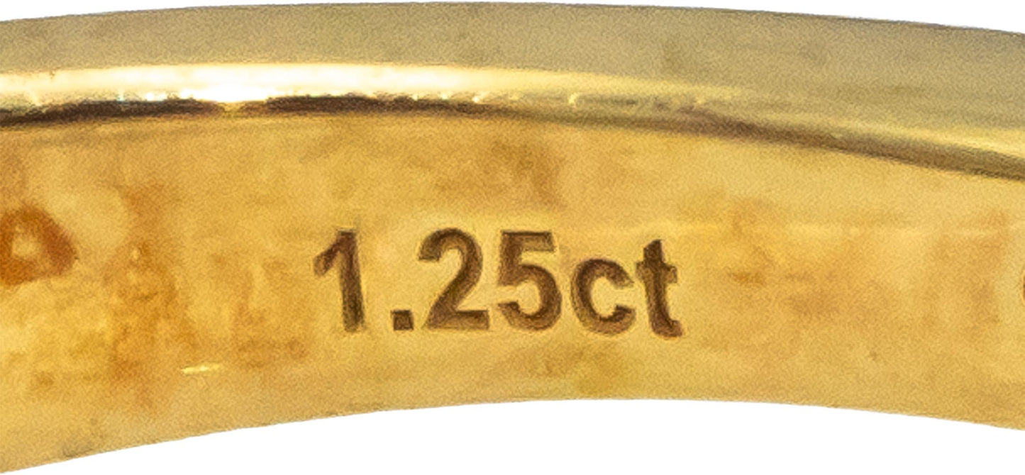 18k Yellow Gold Emerald Cut Ruby & Round Diamond Cocktail Ring 1.47CT Size 7