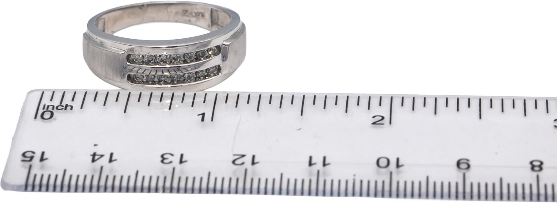 10k White Gold Round Channel Set Diamond Two Row Band Ring 0.15CT Size 10.25