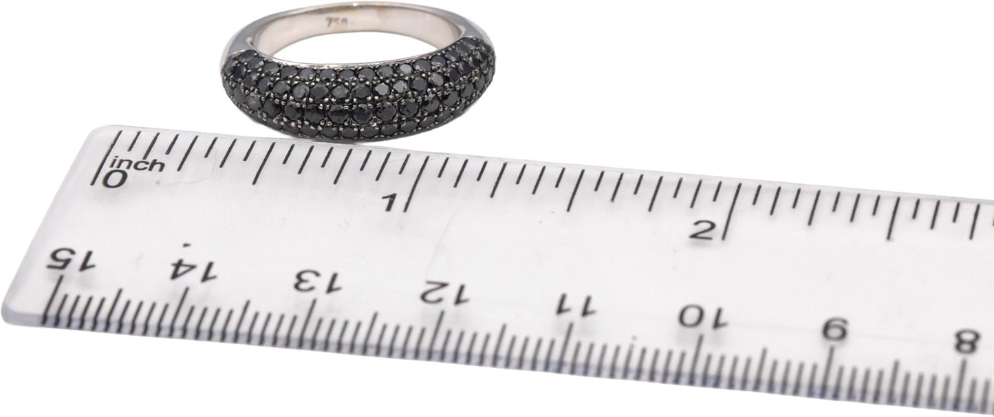 18k White Gold Round Black Diamond Cluster Dome Band Ring 1.50CTW Size 6.75