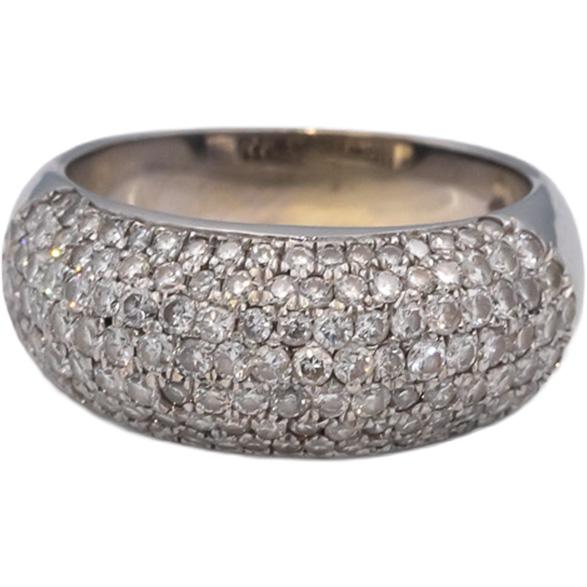 14k White Gold Round Diamond Pave Dome Cluster Ring 1.50CT Size 7