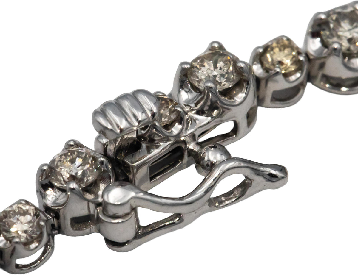 10k White Gold Round Diamond Tennis Bracelet 3.0CT