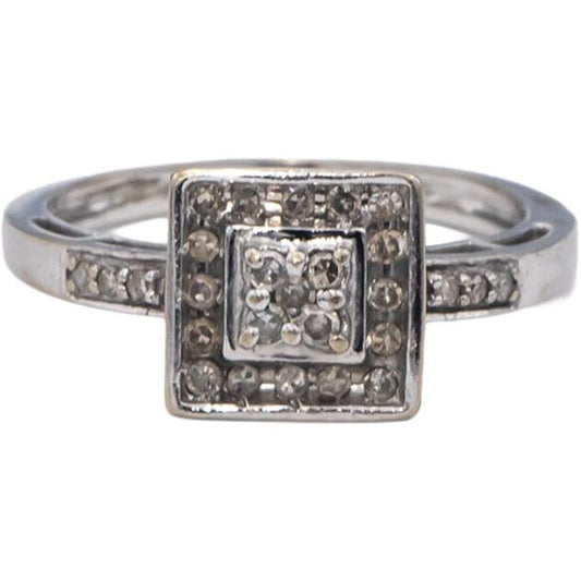 10k White Gold Round Diamond Cocktail Ring 0.25CT Size 8.25
