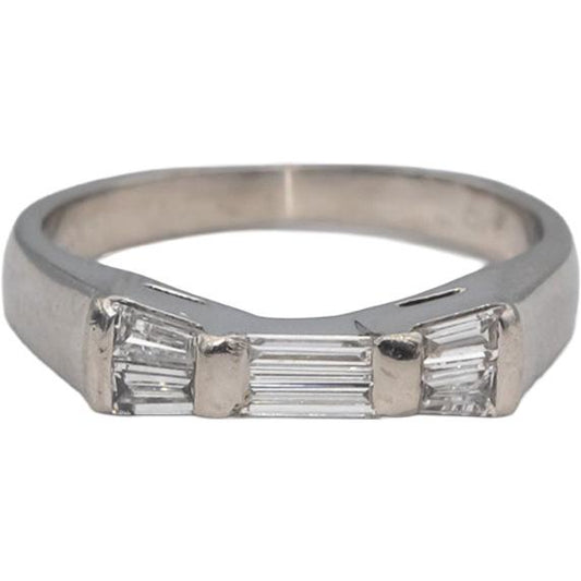 Platinum VS Baguette Cut Diamond Band Ring 0.45CT Size 4.5