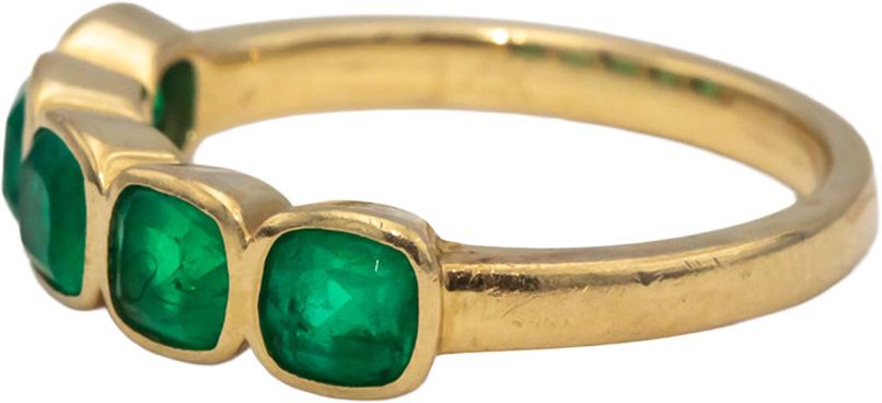 14k Yellow Gold Cushion Cut Bezel Set Emerald Band Ring 1.0CT Size 6.5