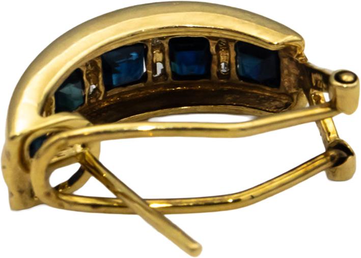 14k Yellow Gold Square Sapphire Baguette VS Diamond Earrings 1.65CTW
