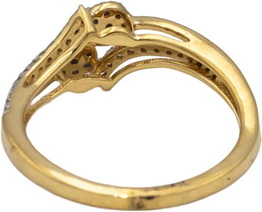 18k Yellow Gold VS Round Diamond Cluster Bypass Band Ring 0.18CT Size 6.25