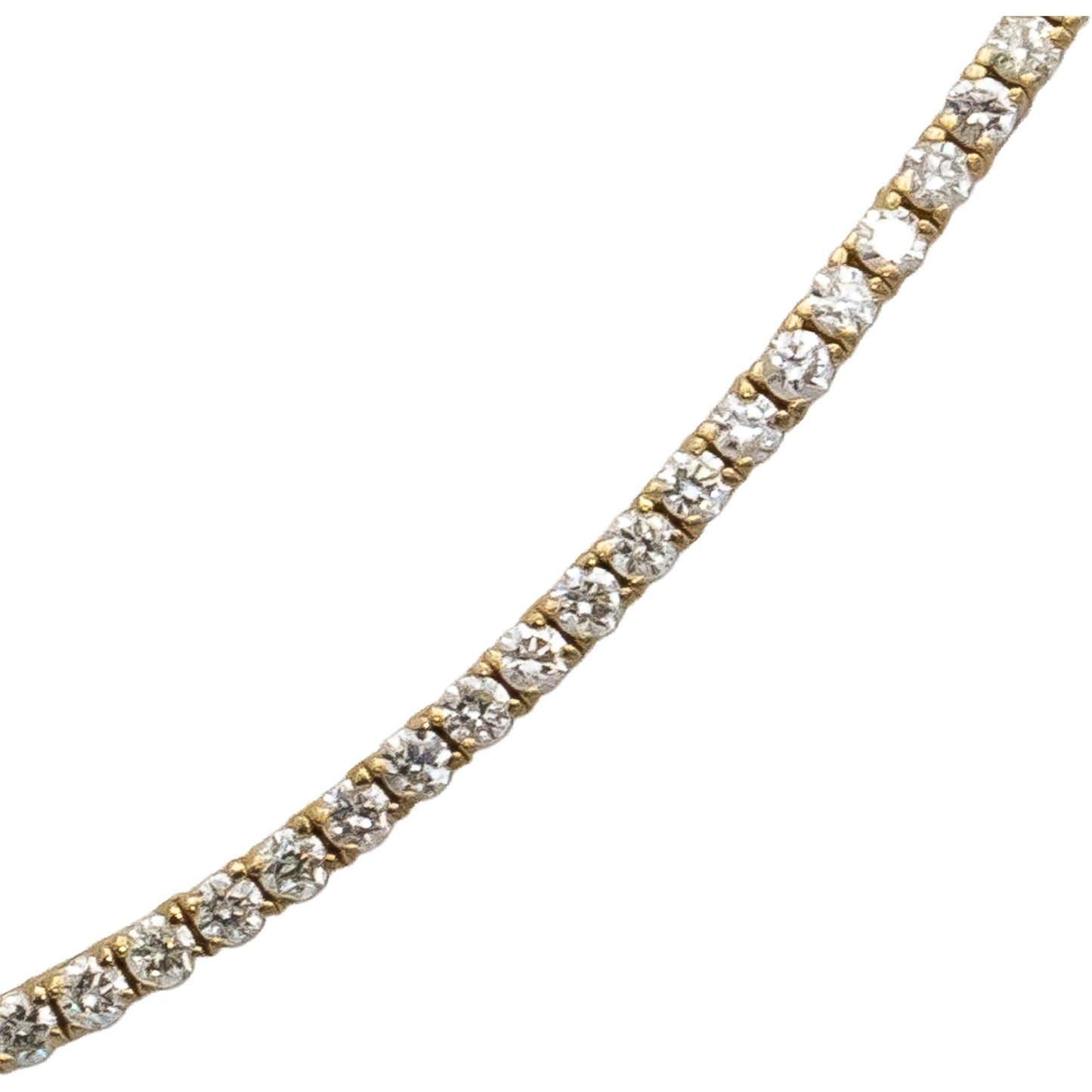 14k Yellow Gold Round Diamond Tennis Necklace 7.01CT