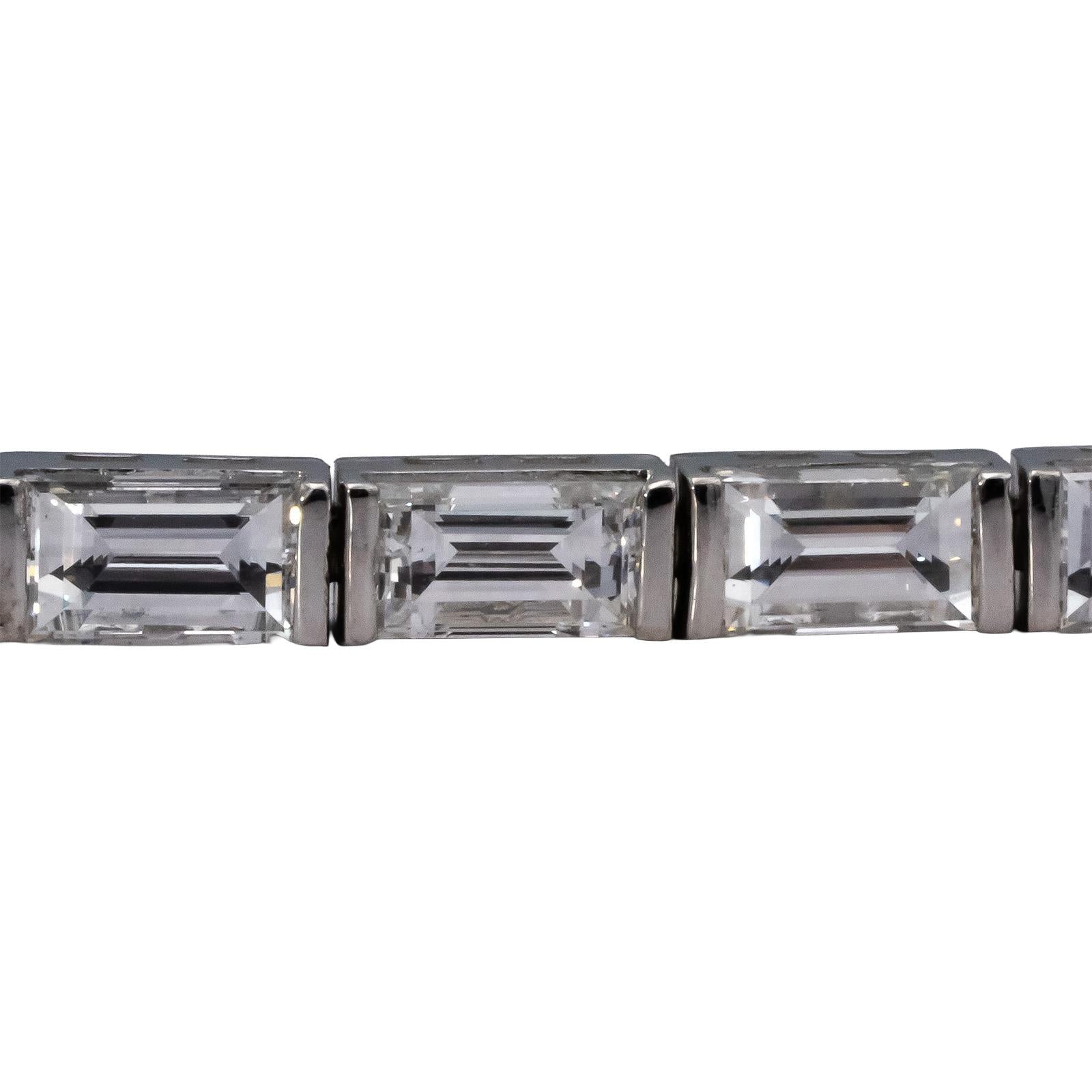 14k White Gold VS Emerald Cut Diamond Tennis Bracelet 8.42CT