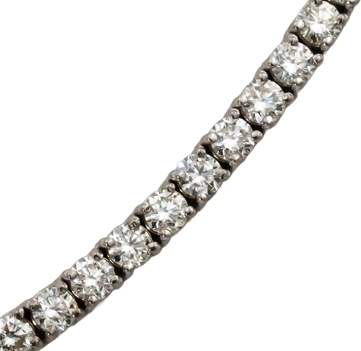 14k White Gold VS Round Diamond Tennis Necklace 11.25CT