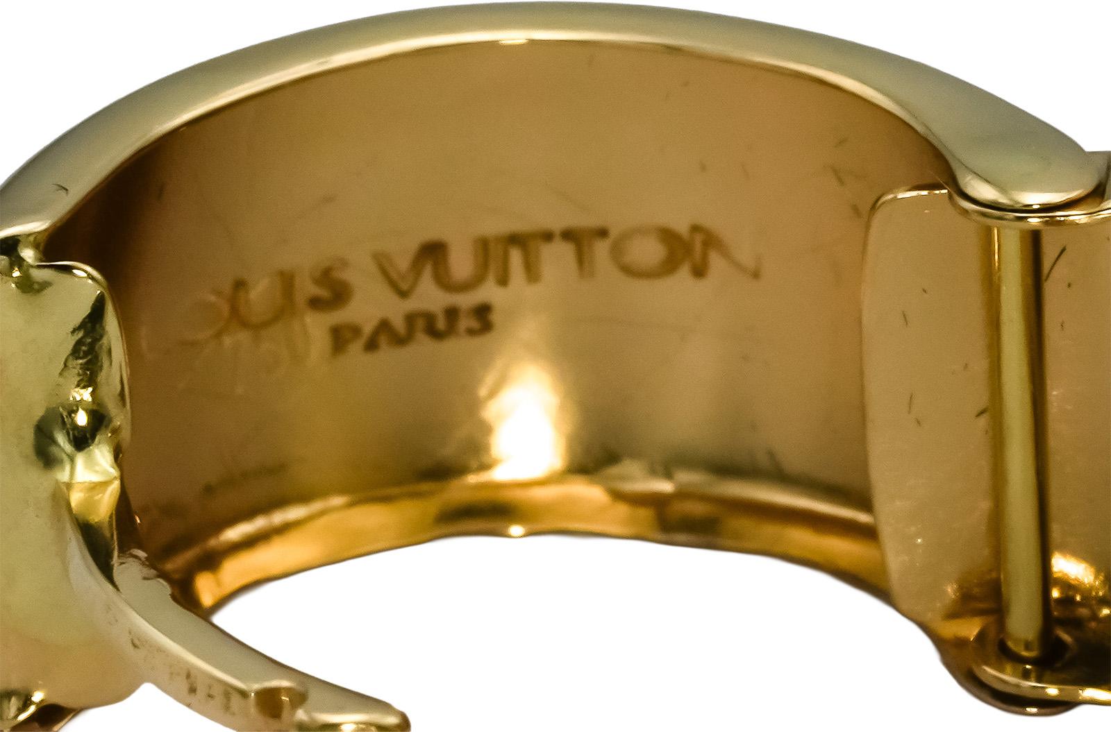 LOUIS VUITTON Designer 18k Yellow Gold Hoop Earrings
