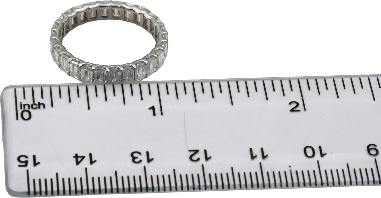 14k White Gold VS Emerald Cut Diamond Eternity Band Ring 3.14CT Size 7