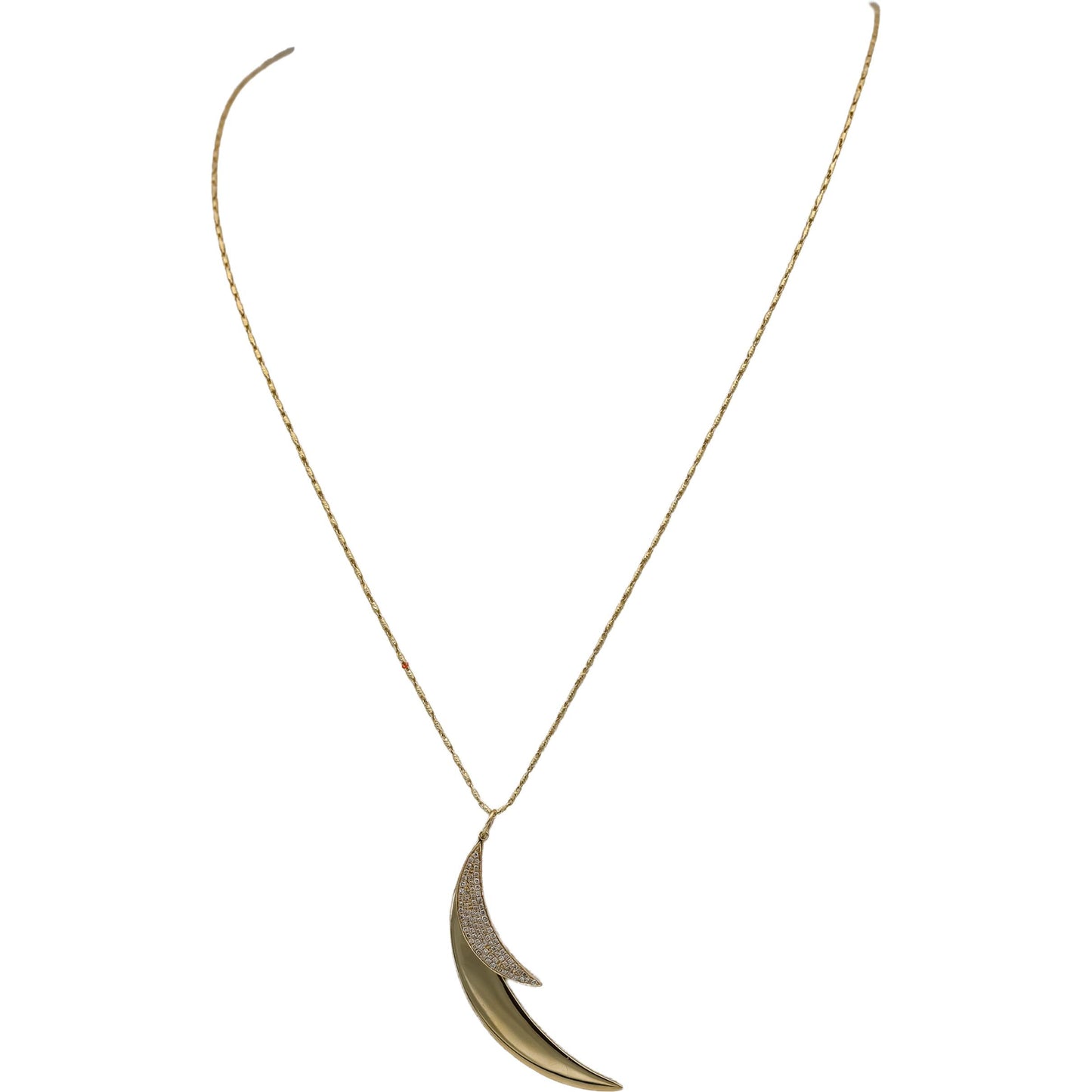 18k & 14k Yellow Gold Round Diamond Crescent Moons Pendant Necklace 0.25CT