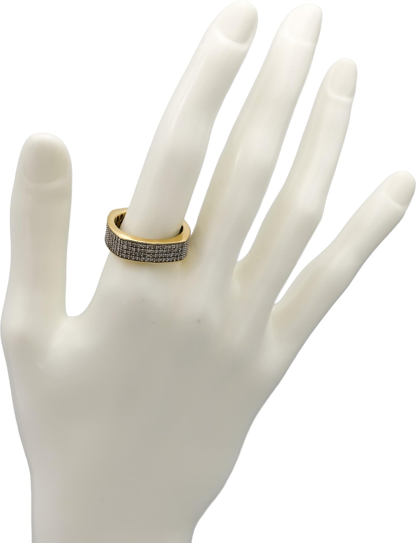 14k Yellow Gold Round Diamond Pave Men's Eternity Band Ring 1.0CT Size 8