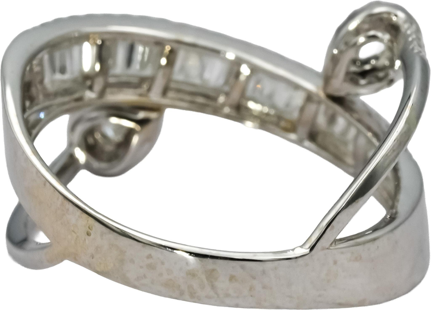 18k White Gold VS Round Pear Baguette Diamond Cocktail Ring 2.0CT Size 12