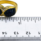 18k Yellow Gold VS Diamond & Blue Sapphire Cluster Cocktail Ring 4.60CTW Size 7