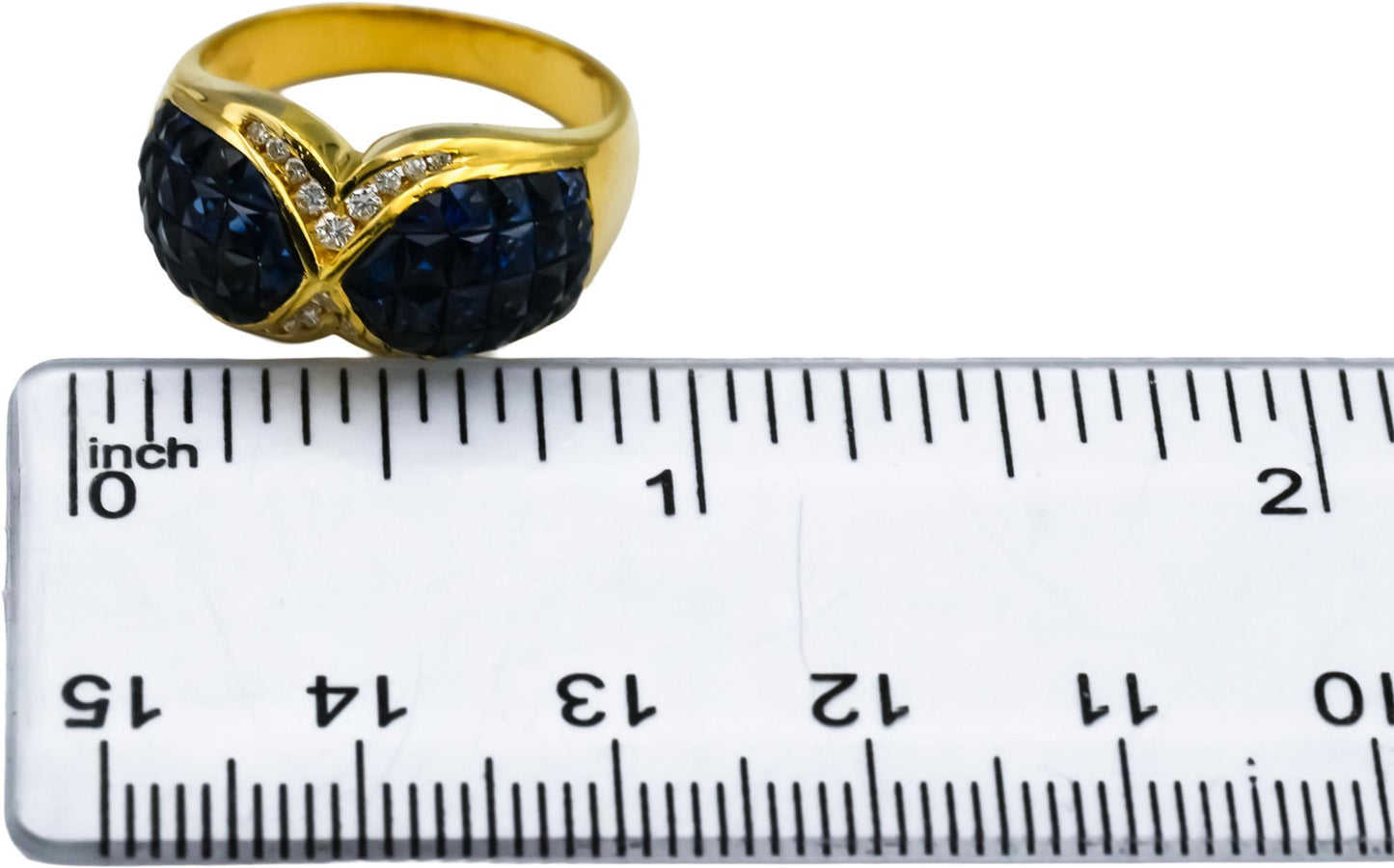 18k Yellow Gold VS Diamond & Blue Sapphire Cluster Cocktail Ring 4.60CTW Size 7