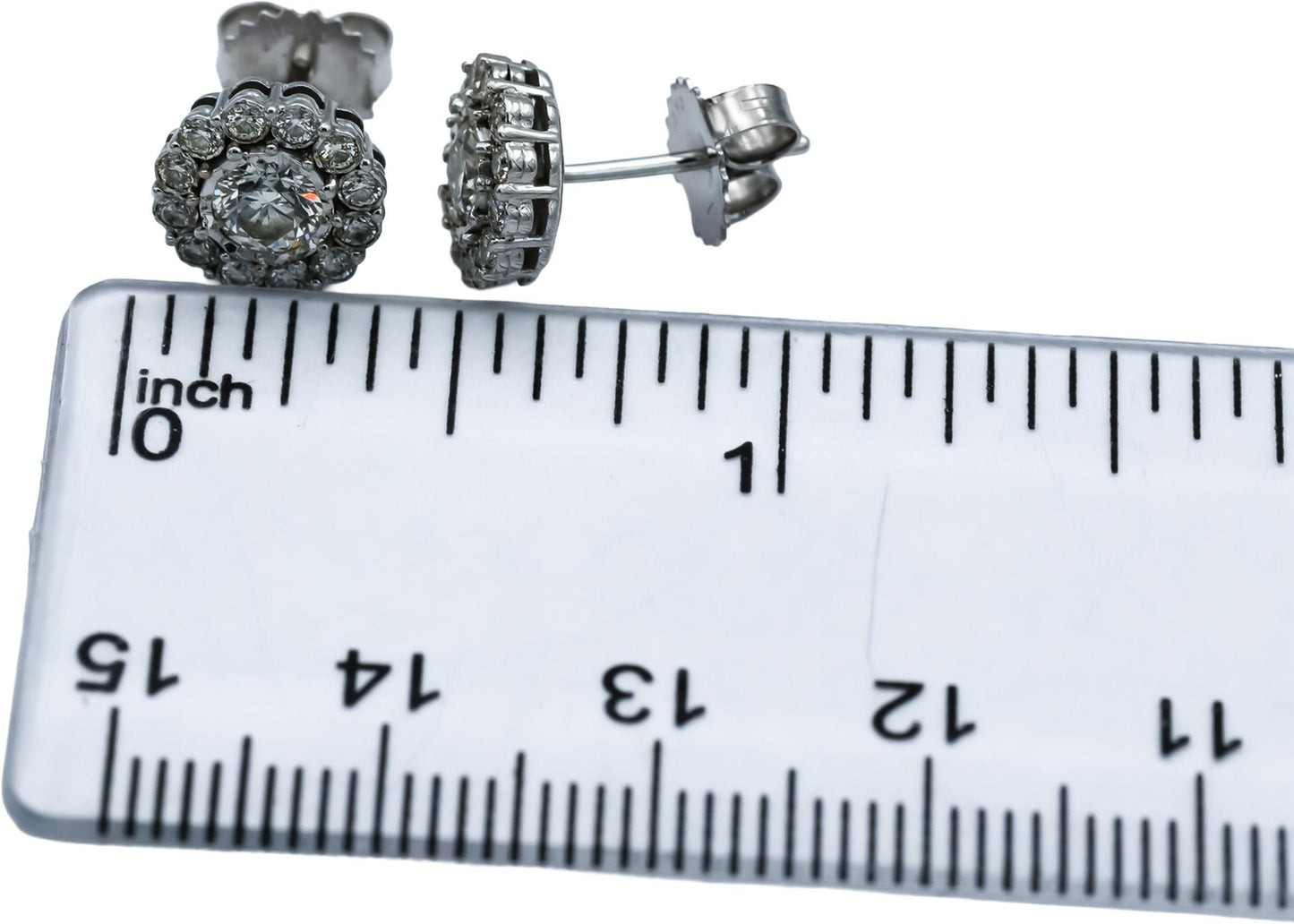 Designer 14k White Gold Round Diamond Cluster Stud Earrings 0.90CT