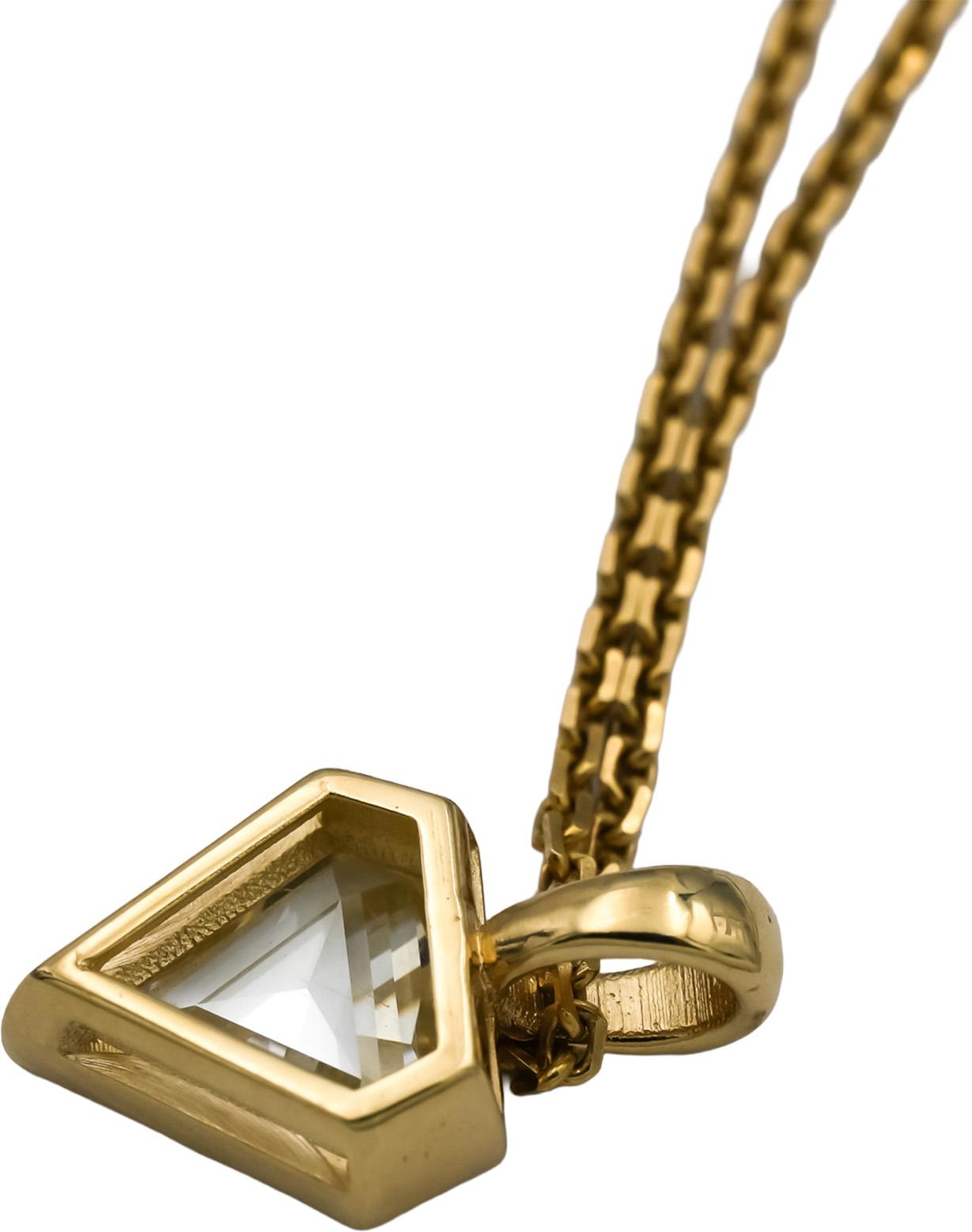 14k Yellow Gold Light Yellow Shield Cut Diamond Pendant Necklace 1.07CT