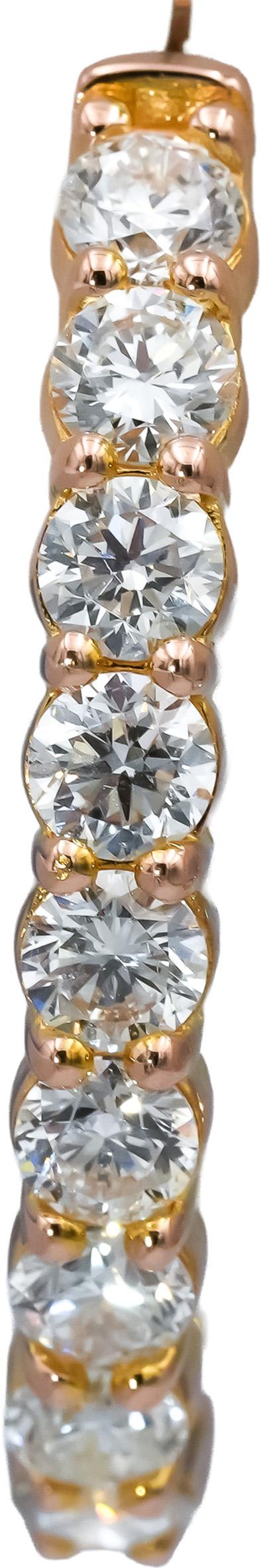 18k Rose Gold VS Round Diamond Inside Out Oval Hoop Earrings 8.13CT