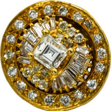 14k Yellow Gold VS Asscher Baguette Round Diamond Stud Earrings w/ Jackets 2.0CT