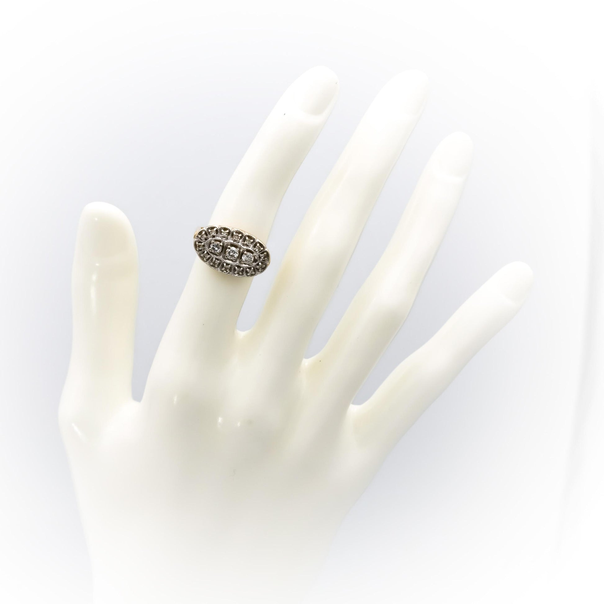 Vintage Antique 14k Yellow & White Gold Diamond Cocktail Ring 0.50CT Size 5.5