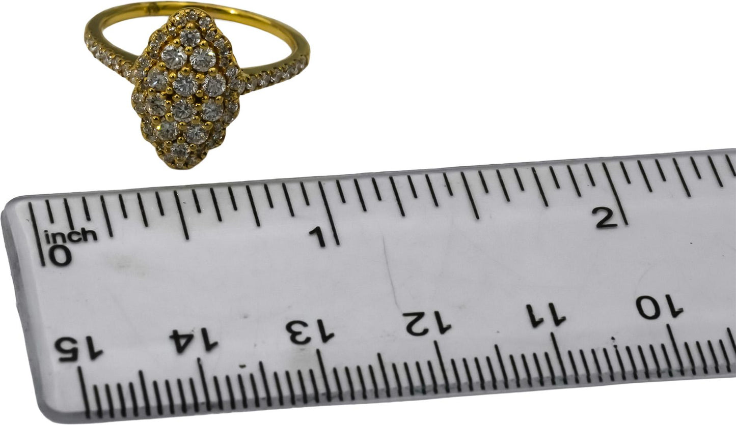 14k Yellow Gold Round Diamond Cluster Cocktail Ring 0.75CT Size 6.75