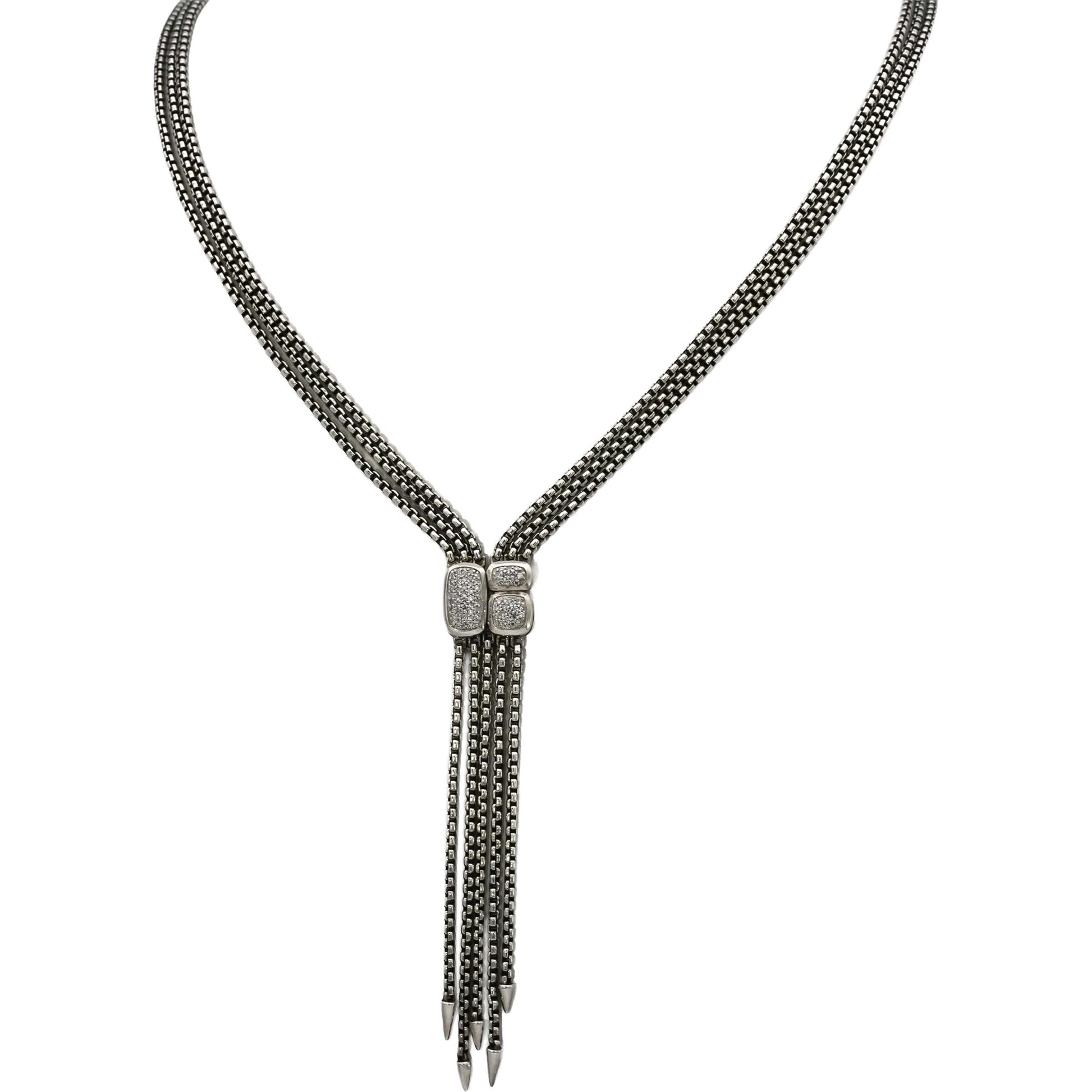 DAVID YURMAN Sterling Silver Diamond Confetti Lariat-Style Necklace 0.10CT