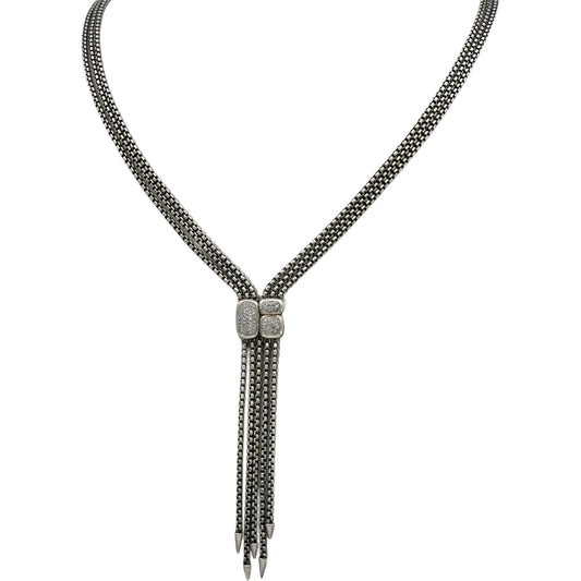 DAVID YURMAN Sterling Silver Diamond Confetti Lariat-Style Necklace 0.10CT