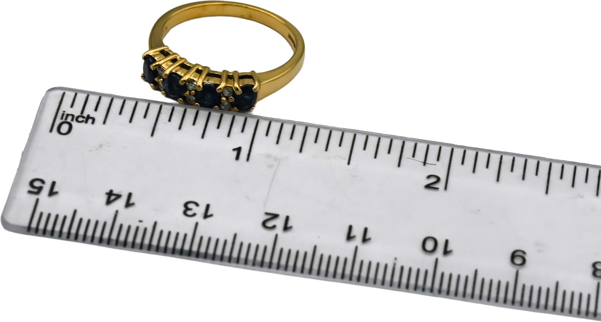 10k Yellow Gold VS Diamond and Sapphire Band Ring 0.75CT Size 7.5