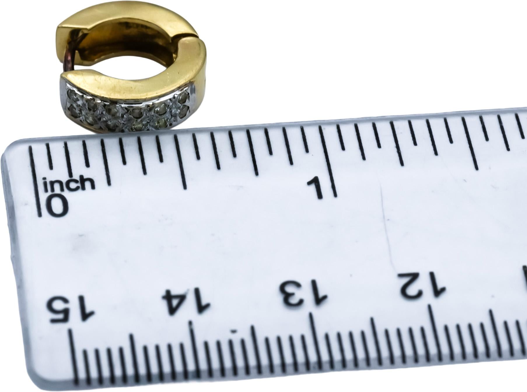 14k Yellow Gold Round Diamond Huggie Hoop Earrings 0.25CT