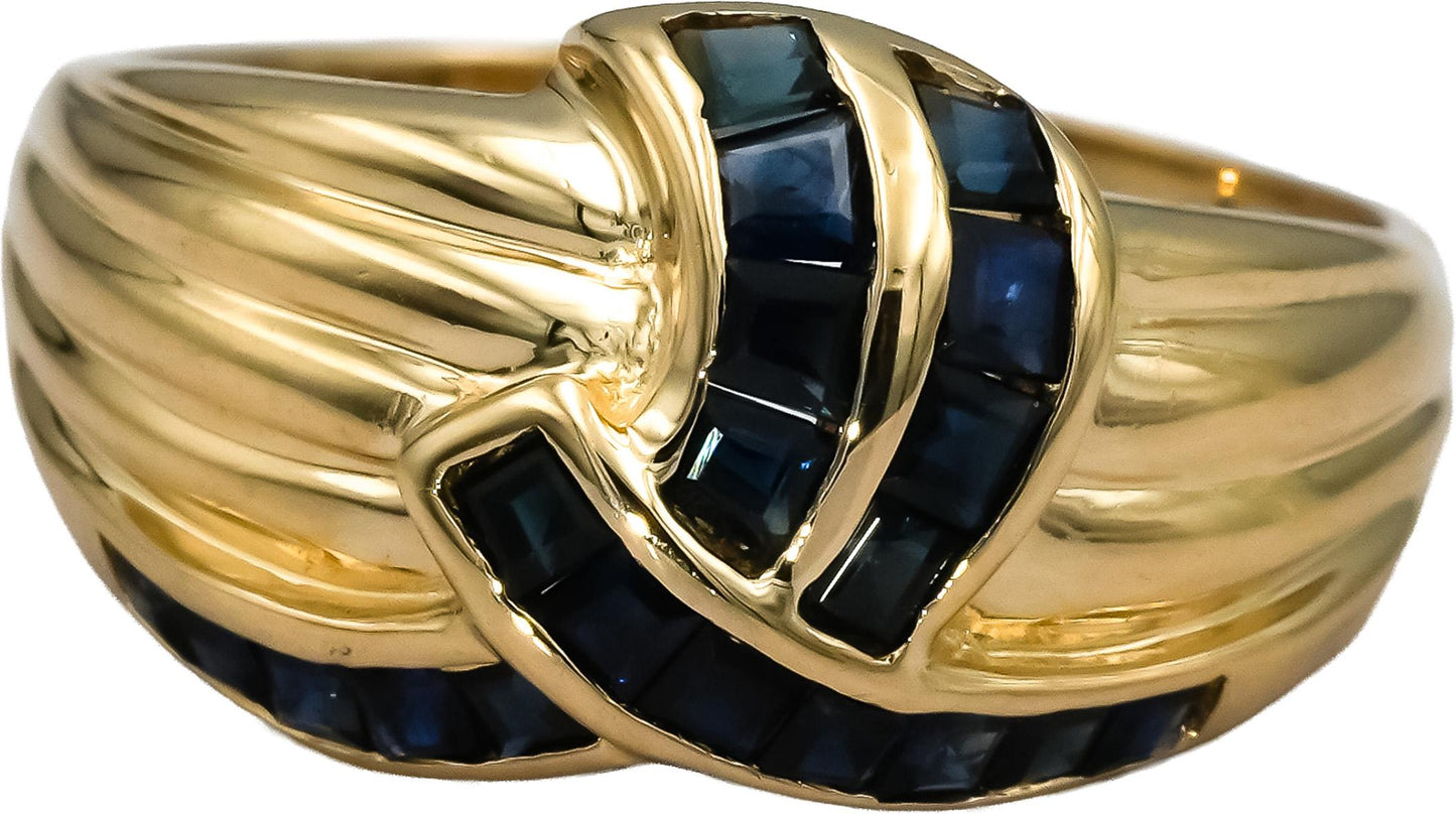 14k Yellow Gold Square Channel Set Sapphire Ring 0.50CT Size 7.5