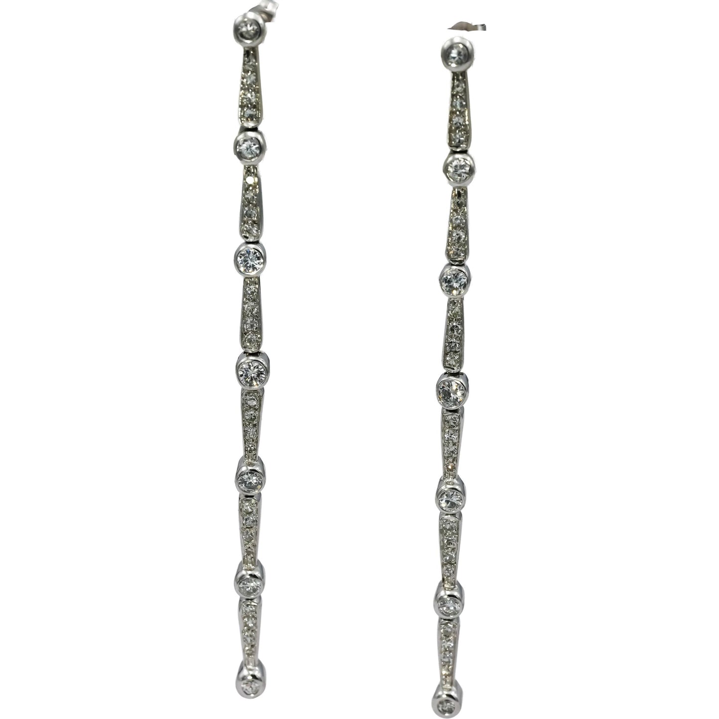 14k White Gold VS Round Diamond Drop Dangle Earrings 3.0CT