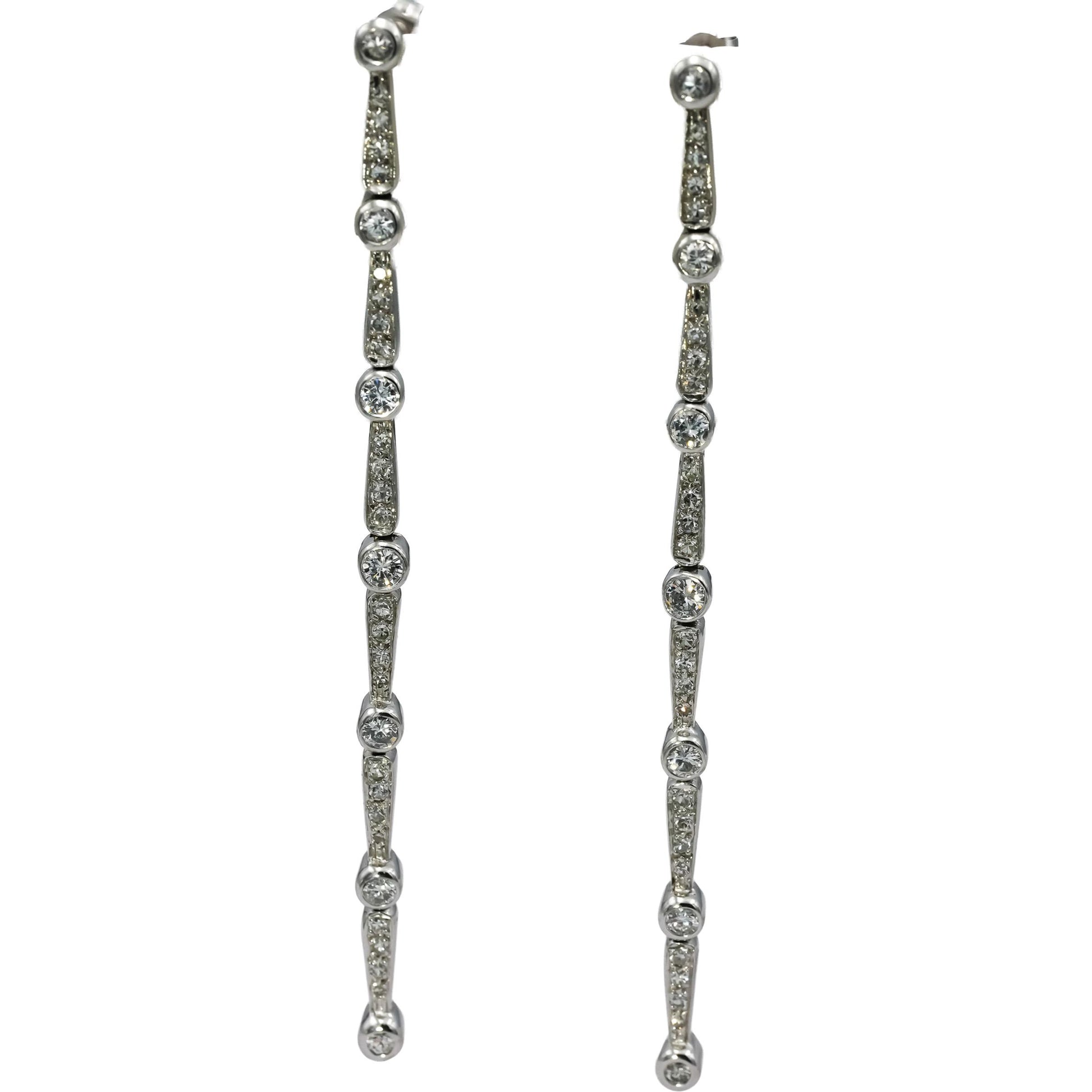 14k White Gold VS Round Diamond Drop Dangle Earrings 3.0CT