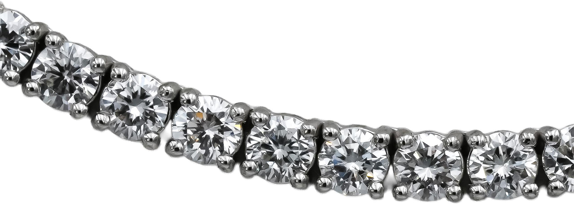 14k White Gold VS Round Lab-Grown Diamond Tennis Necklace 18.32CT