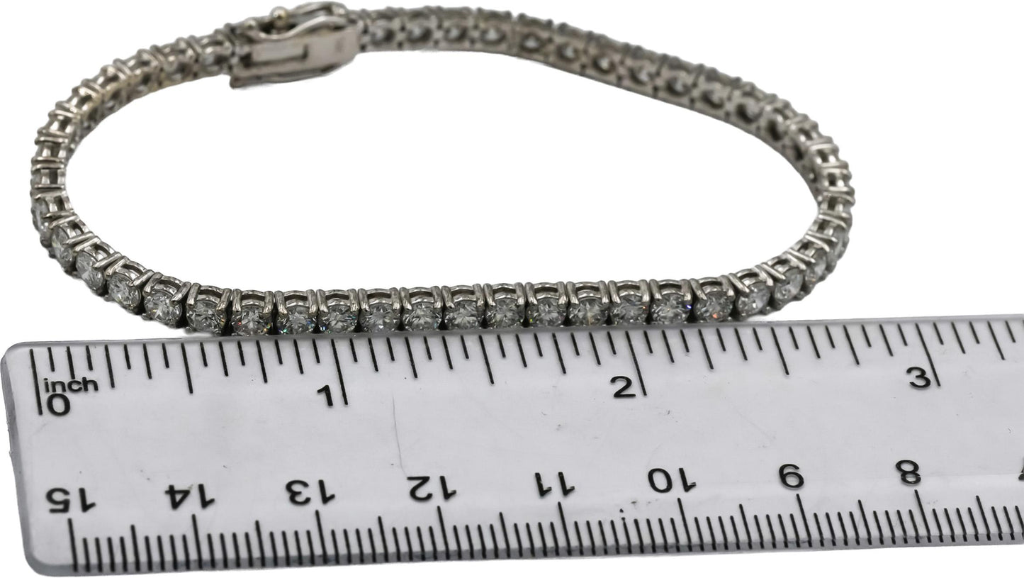 14k White Gold VS Round Lab-Grown Diamond Tennis Bracelet 7.15CT