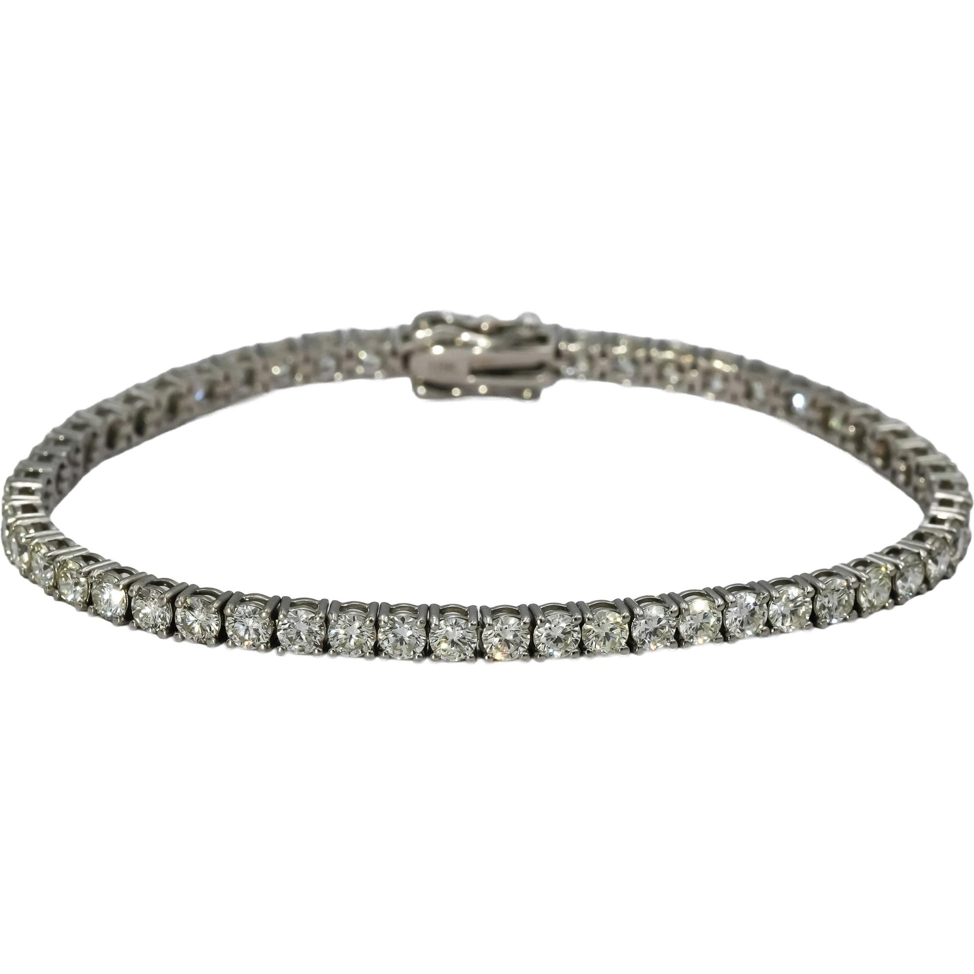 18k White Gold VS Round Diamond Tennis Bracelet 6.10CT