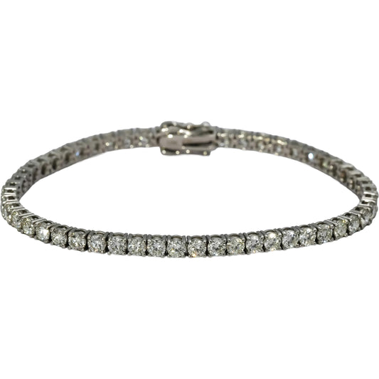 18k White Gold VS Round Diamond Tennis Bracelet 6.10CT