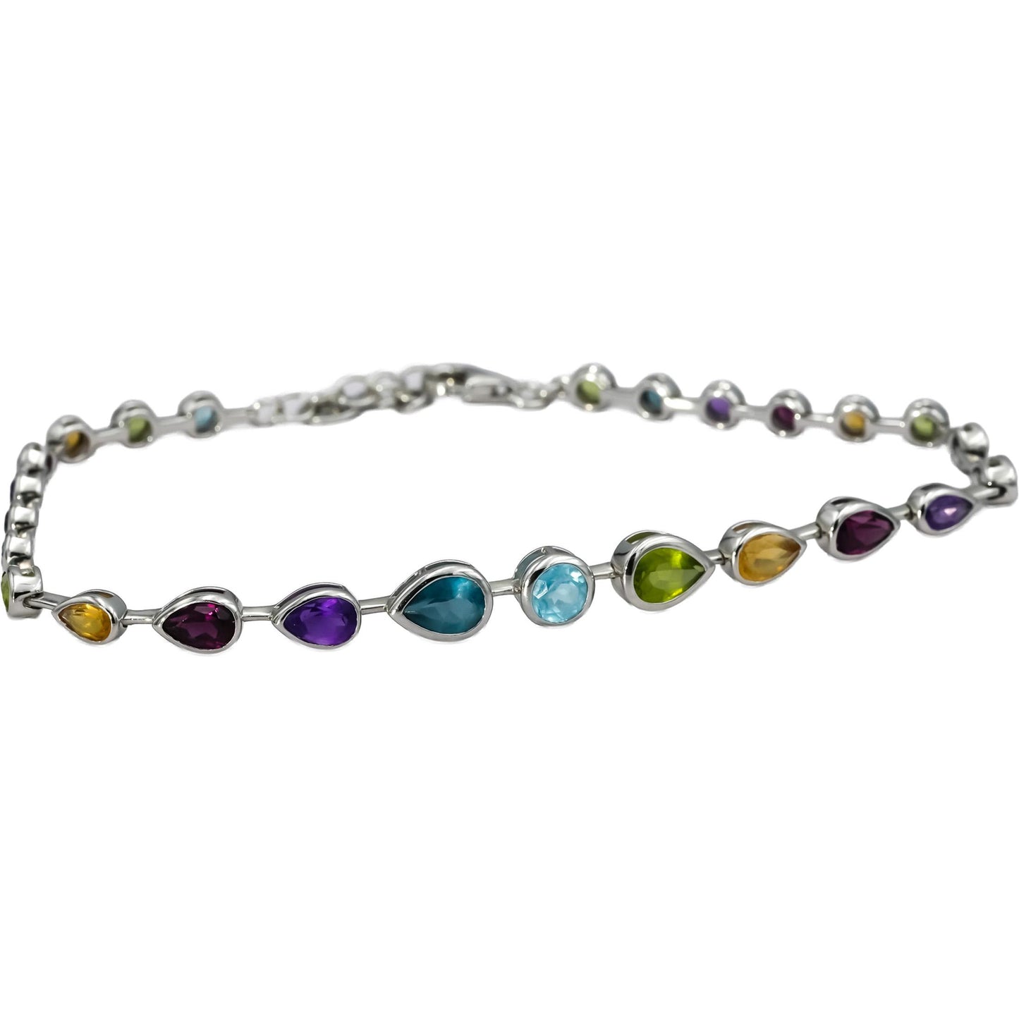 EFFY 14k White Gold Multi-Gemstone Bracelet w/ Box