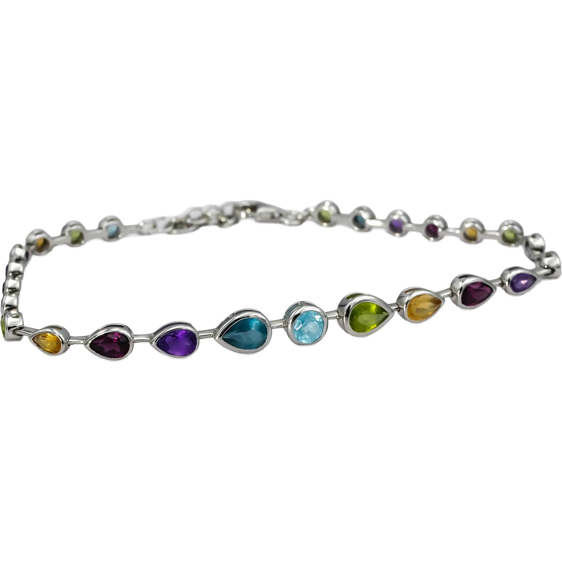 EFFY 14k White Gold Multi-Gemstone Bracelet w/ Box