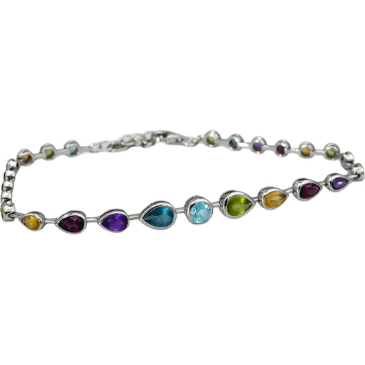 EFFY 14k White Gold Multi-Gemstone Bracelet w/ Box